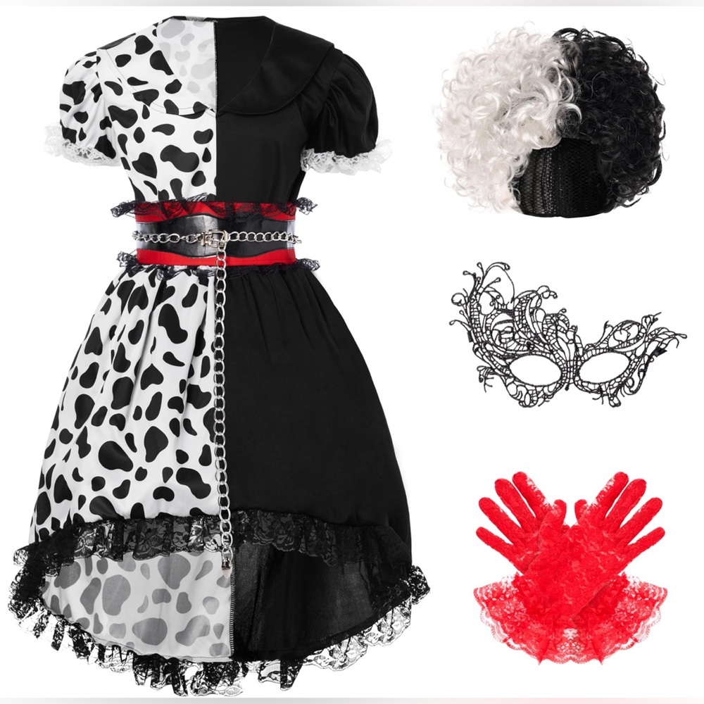 Spooktacular Dalmatian-Inspired Kids Costume Set New Size: L